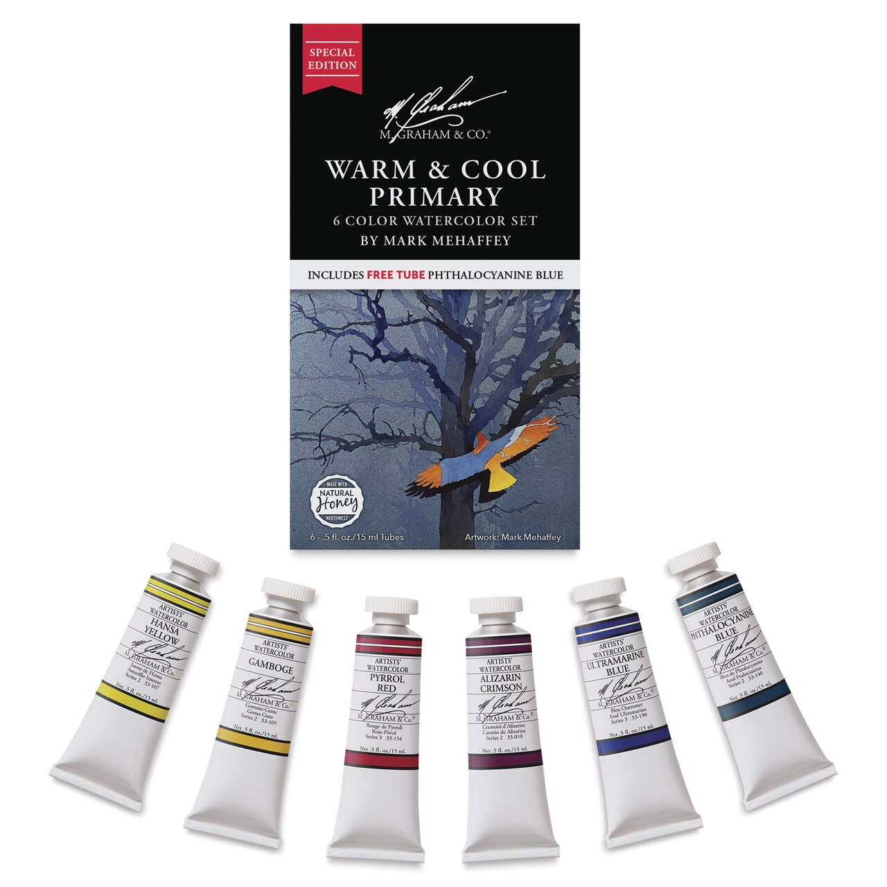 M. Graham Artists' Watercolor - Set of 6, Warm and Cool, 15 ml